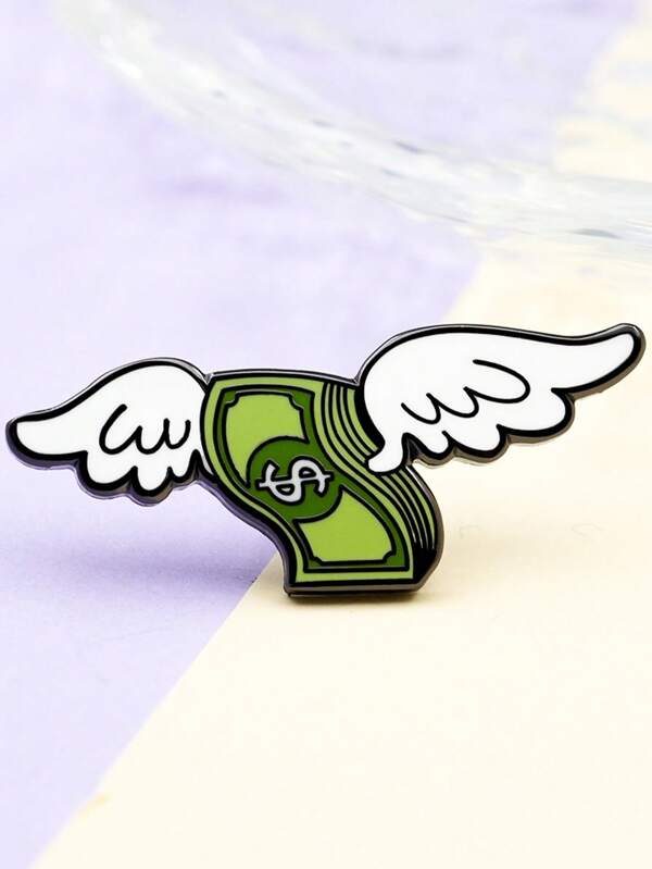 1pc Creative Flying Cartoon Brooch, Fun Money Bag Badge, Gift Brooch, Suitable For Backpacks, Fashion Accessories, Clothing Decoration, Holiday Gifts, Suitable For Both Men And Women