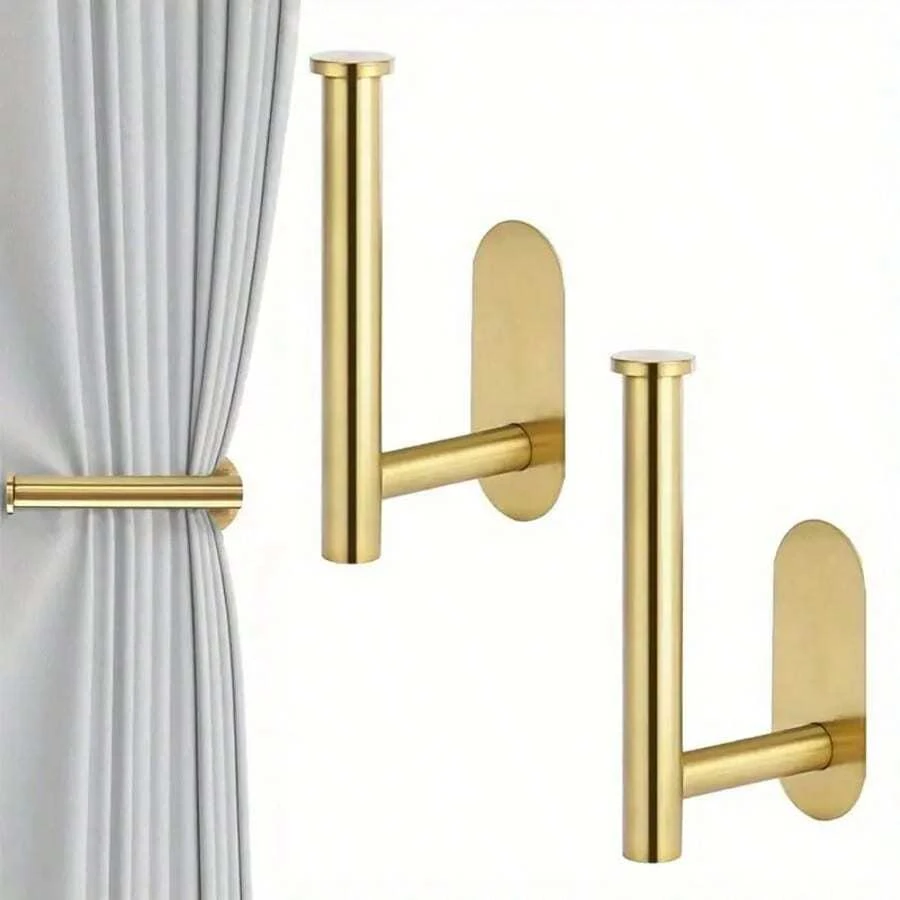 2pcs Curtain Holdbacks, No-Drill AdhesiveCurtain Tiebacks Curtain Tie Backs Curtain Holders For Wall Mounted Curtain Pull Backs For Drapes, Curtain Side Holders Hooks, 304 Stainless Steels, Curtain Tie Backs For Living Room, Bedroom, Office