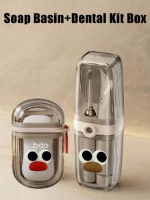 Portable Travel Soap Dish And Toothbrush Holder Set - Plastic, Oval Shape, Essential For Camping, Gym, And Bathroom Accessories.