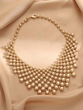 1pc Exaggerated Punk Heavy Metal Handmade Oversized Geometric Round Pendant Necklace Suitable For Party, Hip-Hop Wear