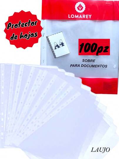 100 Protectores de Hojas gruesa protector de hoja cubre hoja para papel tamaño Carta Transparentes sirven para carpetas oficina escuela
