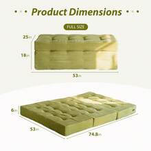 MAXYOYO 6-Inch Tri-Fold Mattress,Corduroy Folding Mattress,Double Foam Bed,Foldable Floor Mattress,Guest Bed Mattress Cover,Memory Foam Mattress Cover,Portable Camping Sleeping Bed