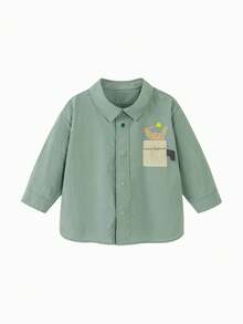 mini bala Baby Boy Letter Graphic Drop Shoulder Shirt - Earthy Green - View 4