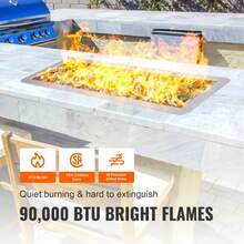 6x18 Inch Rectangular Stainless Steel Fire Pit Pan - H-Burner With 90,000 BTU For Natural & Propane Gas - Indoor/Outdoor Use - Durable Drop-In Fire Pit Burner - Silver - View 12
