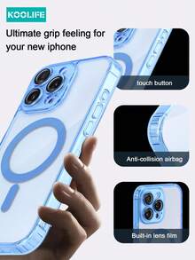 1 pieza Funda protectora magnética inalámbrica de carga completa del Body con película para lente, airbag anti-caída, material de PC+TPU, compatible con Apple 17 Pro Max/17/17 Pro/17 Air/11/12/12 Pro/12 Plus/13/13 Pro/13 Pro Max/14/14 Pro/14 Pro Max/15/15 Plus/15 Pro/15 Pro Max/16/16 Plus/16 Pro/16 Pro Max/16e - azul yuanfeng - Ver 4