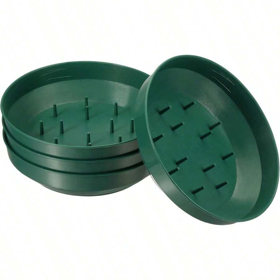 Elegant Round Plastic Bowl 6.5 Inch Flower Stand For Tabletop Decorations Green Set Of 4 - Green - View 1