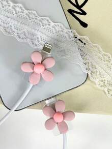 2pcs Flower Shaped Charging Cable Protectors, Compatible With 20W Apple Charger Charger Protector - Multicolor - View 3