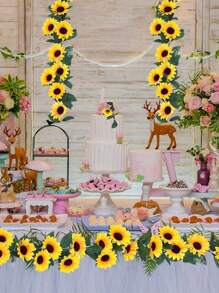 3 件 240 厘米人造向日葵花环丝绸向日葵藤蔓人造花带绿叶，婚礼拱门装饰，婚礼楼梯装饰，婚礼窗帘装饰，生日派对气球装饰，圣诞树装饰，日常家居门装饰，乡村婚礼桌面人造向日葵装饰