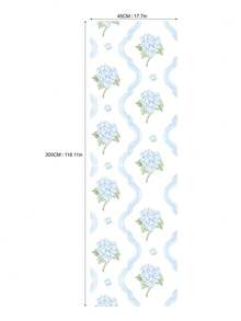 1pc 17.7" X 9.8ft Simple Floral Plant Wallpaper, Floral Self-Adhesive Wallpaper, Peel And Stick Wallpaper, Light Background Wallpaper, Removable Wallpaper, Decorative Sticker For Living Room, Bedroom, Wall, Furniture Renovation