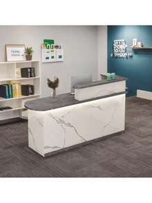 Modern Reception Desk With Drawer And Lock 120cm - 灰色 - 查看 7