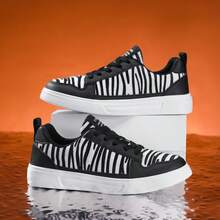 2025 New Zebra Print Women's Shoes - EVA Soft Sole Lace-Up Casual Sneakers, Chic Checkerboard Fashion Slip-On, Versatile Everyday Sports Plimsolls
