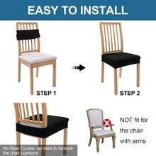 4/6 Pcs  Solid Color Dining Chair Cover Set, Dust And Stain Resistant Stretch Jacquard Removable Washable Chair Seat Cover Protector, Solid Brushed High Stretch Chair Seat Cover, Soft And Comfortable Chair Cover, Dust And Stain Resistant, Suitable For Dining Chairs, Office And Home Decoration, Dining Chair Cover, Dining Chair Cover, Kitchen Chair Cover, Dining Chair Cover Black, Gray. - Nhiều màu - Xem 6