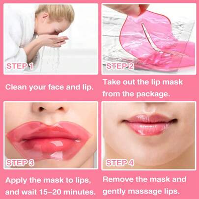 20 Pieces Lip Moisturizer - Lip Mask Overnight - Moisturizing Lips Butter Balm With Hyaluronic Acid - Lip Sleeping Mask - Lip Moisturizer For Very Dry Lips Care - Hidratante De Labios Care Products Gel Collagen Lip Mask Crystal Lip Pads For Moisturizing, Anti-Wrinkle, Anti-Aging, Firms & Hydrates Lips,Pink