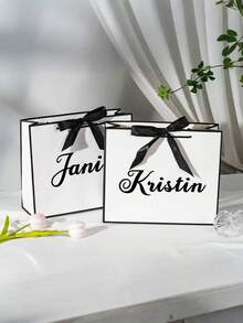1pc - Customized Wedding Gift Bag, Personalized Bridesmaid Gift Box, Bridal Party Favor Bag, Customized Birthday Gift Bag, Wedding Gift Bag, Bridesmaid Gift Bag, Engagement Gift Bag, Party Favor Bag, Ribbon Tie Gift Bag, Graduation Gift Bag, Employee Gift Bag, Valentine's Day Gift Bag, Birthday Gift Bag, Halloween Gift Bag, An Ideal Gift For Bridesmaids. ,Forever Love - Multicolor - View 5