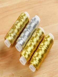 1pc/2pcs Metallic Gold & Silver Color Thread - 200 Yards, Brilliant & Shiny, Suitable For DIY Sewing, Embroidery And Patchwork Crafts - Multicolor - View 10