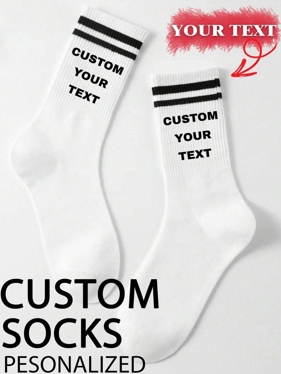 1 Pair Customized Boat Socks, Personalized Photo Face Socks, Custom Printed Image Socks, Couples Photo Socks, Birthday Gift - White - View 1