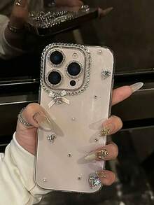 闪光水晶心形手机壳适用于 16 15 14 13 12 11 Pro Max 保护套防水防震防摔防刮