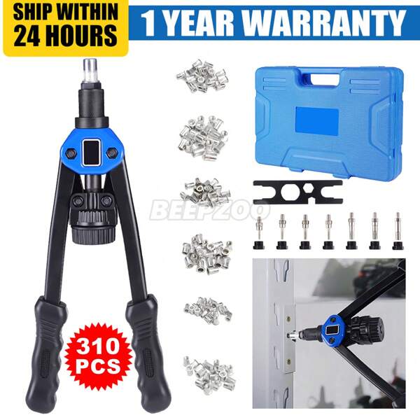 310X Rivet Nut Tool Rivnut Kit Riveting Nutsert Gun Nutserts M3 - M12 Heavy Duty