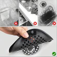 4件套淋浴排水口过滤器，包含毛发过滤器、浴缸塞和排水口保护器，带吸盘，适用于浴室、浴缸和厨房 - 白色 - 查看 8