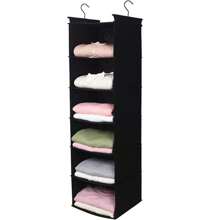 1 szt. Wisząca półka do przechowywania garderoby, 3-6 warstwowy organizer na ubrania z kieszeniami bocznymi i haczykami, oszczędzający miejsce składany stojak do przechowywania ubrań do użytku domowego i podróżnego, dekoracje, dekoracje festiwalowe, dekoracje pokoju, dekoracje domowe, dekoracje sypialni, organizer, przechowywanie w domu, biała koszulka damska, czarne spodnie damskie, damskie ubrania zimowe, sukienka