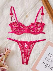 Damen 2-teiliges sexy Spitze Besticktes Lingerie Set, geeignet für den täglichen Gebrauch, Valentinstag, Dates, Raves