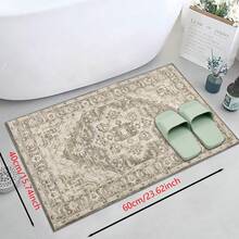 1 pieza Alfombra de silicona antideslizante con estampado floral del sudeste asiático, alfombra, tapete, impresión 3D rectangular, adecuado para sala de estar, dormitorio, pasillo, baño, lavandería - Alfombra de poliéster para decoración del hogar interior y exterior