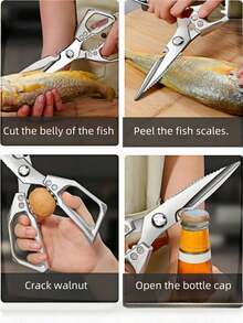 مقص طبخ من الفولاذ المقاوم للصدأ، متعدد الوظائف للمطبخ، مقوى لقطع عظام الدجاج، مساعد لتحضير الأسماك والطعام، مقص خاص لكسر عظام الدواجن، متعدد الاستخدامات للشواء والمطاعم، مقص مطبخ قوي للاستخدام المنزلي