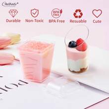 50 Stück/Set 59ml Mini Dessertbehälter, Mini Pudding Becher, Sommer Dessert Behälter, Eiscreme Becher, Mousse Kuchen Behälter, geeignet für Muttertag, Geburtstags Party, Einschulung, Abschlussfeier, Hochzeit, Singles Party, Halloween, Weihnachten und andere Feiertage