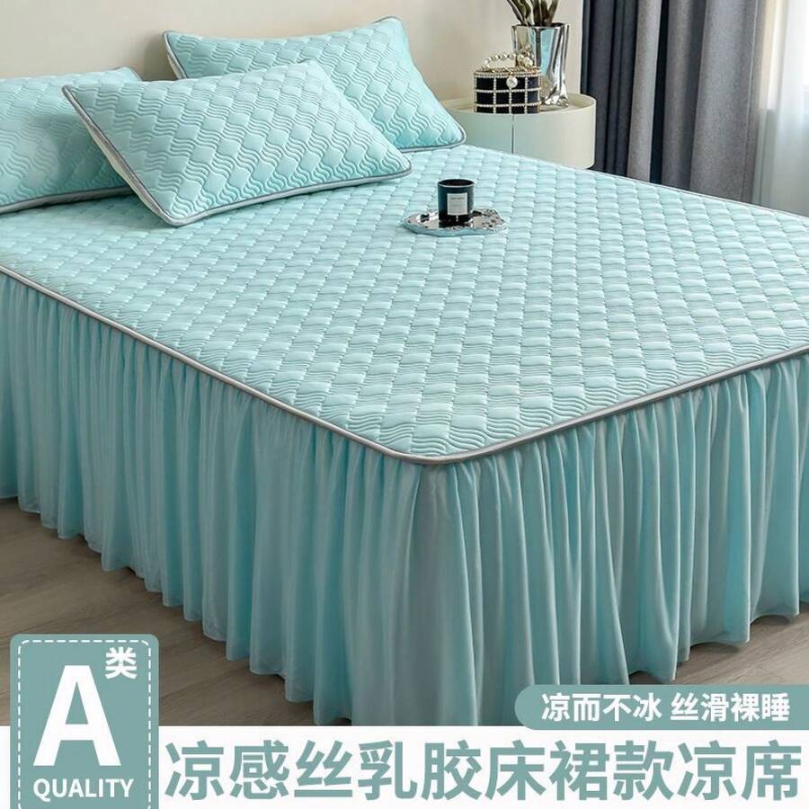 Cooling Mattress Pads - Medium Gray-bed Skirt Latex Mat - View 1