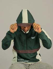 ANORAK URBAN CHAMELEON WINDCUT JACKET HOOD Autumn Spring Oversized Knot Zipper Men's - 綠色的 - 查看 2