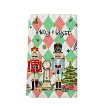 1/1/2 seturi de prosoape de bucătărie în stil Crăciun, cu tematică de spărgător de nuci, cu dimensiunile de 40x60 de centimetri, fabricate din material poliester ultra-moale, imprimate cu șervețele cu tematică de Crăciun și un design de Crăciun fericit. Potrivite pentru mese, restaurante, decorațiuni pentru petreceri și uz zilnic, sunt o alegere ideală pentru decorarea bucătăriei de Crăciun.