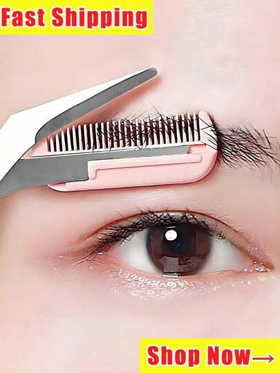 유니섹스 눈썹 가위 & 빗 세트, 눈썹 정리 도구, 눈썹 다듬기, 길이 조절, 홈 뷰티 도구에 적합, 미니 빗 족집게, 얼굴 털 제거, 이발 가위, 미용 용품 포함