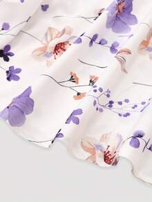 Women's Elegant Ditsy Floral Camisole Dress With Belted Waist And Flared Skirt, With Knitted Cardigan 2-Piece Set - Multicolor - View 5