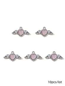 10/20 件随机粉色 Y2K 蝴蝶和月亮形吊坠、耳环、项链 DIY 珠宝