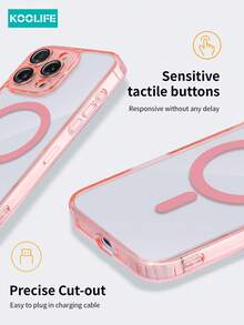 1pc Koolife Magnetic Wireless Charging Full Body Protective Case With Lens Film, Anti-Fall Airbag, PC+TPU Material, Compatible With IPhone 17 Pro Max/17/17 Pro/17 Air/11/12/12 Pro/12 Plus/13/13 Pro/13 Pro Max/14/14 Pro/14 Pro Max/15/15 Plus/15 Pro/15 Pro Max/16/16 Plus/16 Pro/16 Pro Max/16e - Pink - View 6