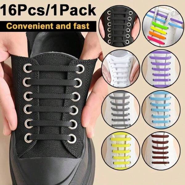 16 cordones de silicona, cordones elásticos sin atar, elásticos creativos casuales y versátiles, unisex, en múltiples colores