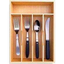 Organizador De Cubiertos De Bambu Para Cajones De Cocina Bandeja De Utensilios De 9 Pulgadas Para Cajon Pequeño Bandeja De Cubiertos Organizador De Madera Para Cubiertos Cuchillos 5 - Plata - View 1