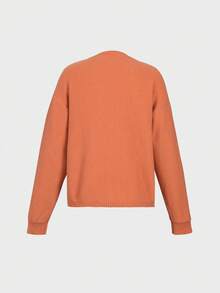 ii Casual Loose Metal Button Knit Cardigan - Orange - View 6