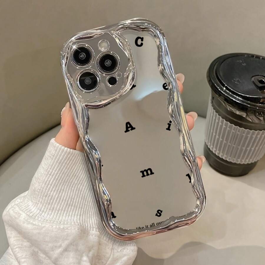 Funda para teléfono 1 pieza Diseño de TPU Teléfono ondulado galvanizado, evita el desgaste, transpirable, resistente al calor y al polvo, adecuado 11, 12, 13, 14, 15, 16 Plus Pro Promax XSMAX X/ XS - Blanco - Ver 1