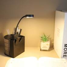 1pc 4-LED Black Clip-On Book Light, Rechargeable, Eyesight Protective Reading Lamp, 3 Color Temperatures, Dimmable, Mini Portable Clip-On Reading Light (Battery/Rechargeable)