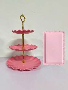 4 Styles, 3 Colours Cake Stand , White Square Lace Edge Tray, Plastic Dessert Table Stand Set , 3 Tier Cupcake Display Stand Biscuit Tray Stand Serving Tray Cake Display Tower And 1 Piece Dessert Tray Set Ideal For Baby Showers, Tea Parties, Weddings, Birthday Parties, Baby Gender Reveal Parties, Baby Shower Party Decorations (Multi Colours) - Multicolor - View 12