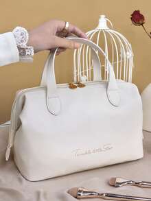 1 件防水 PU 皮革化妆包，大容量优雅手提包，适合日常必需品和洗漱用品，多功能拉链旅行化妆收纳盒，适合女士户外旅行，馈赠佳品