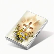 1 件 5D 钻石信用卡夹，男女不锈钢钱包，钻石艺术卡套，防 RFID 屏蔽设计，创新工艺