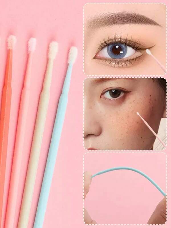 200 Stück/Flasche Wimpernverlängerungs-Reinigungsstäbchen Bürste Wimpernlifting Klebstoff-Entferner Applikatoren Micro-Wimpernstäbchen Make-up-Zubehör-Werkzeug