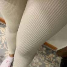 Plain Ribbed Leggings Polyamide Double Waist Textured Ribbed Leggings Evening Daily Birthday Party Sports & Fitness Airport Clothing Travel Formal & Evening Holiday - Màu be - Xem 8