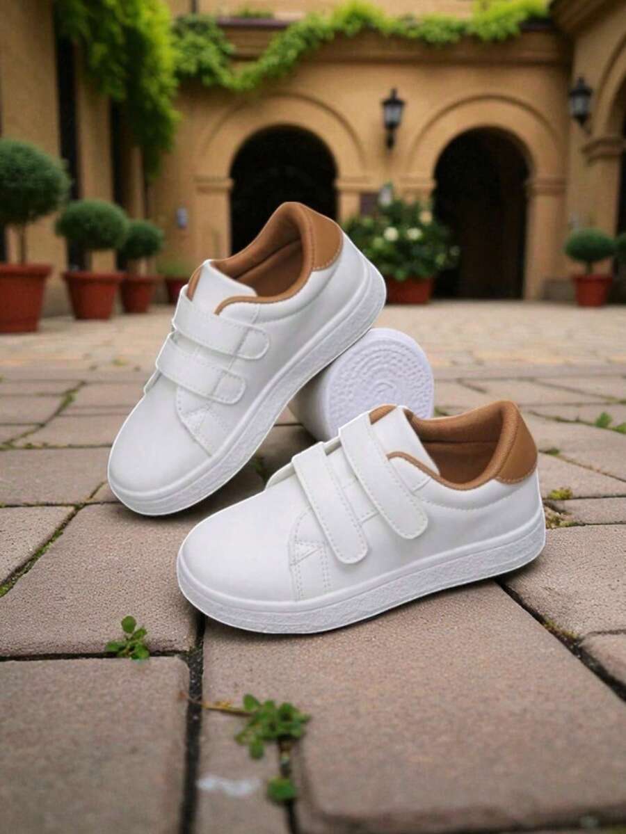 Zapatos Deportivos casuales con Tela Vinil, de suela plana y antideslizante, para niños/jóvenes, aptos para todas las estaciones - Caqui - Ver 1