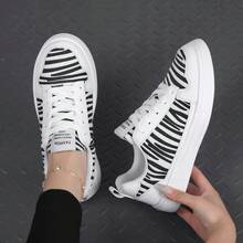 2025 New Zebra Print Women's Shoes - EVA Soft Sole Lace-Up Casual Sneakers, Chic Checkerboard Fashion Slip-On, Versatile Everyday Sports Plimsolls
