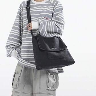 Multifunktionale Schultasche für Studenten mit Grafik-Klappe und Umhängetasche, Schulrucksack, College, Schule, Outdoor-Sport Umhängetasche, Seitentasche, pendlertauglich, leicht, stilvoll, große Kapazität, Umhängetasche für Schule, College, Studenten, Retro-Tasche, Tasche für Männer