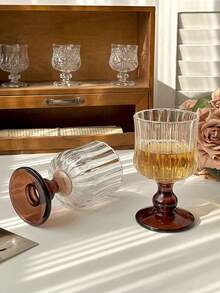 1 pieza Copa de vino francesa vintage y lujosa con pliegues, copa de champán de tallo alto para decoración del hogar, cenas familiares, fiestas de cumpleaños, ideal para Halloween, Navidad, regalos de cumpleaños - Multicolor - Ver 2