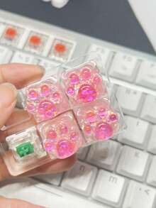 4 件手工制作的可爱猫爪键帽，适用于定制机械键盘 - ABS 树脂，商务风格，OEM 高度